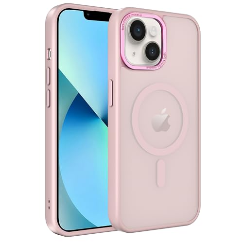 Image of Magnetic iPhone 13 mini case,Compatible with Magsafe, Military-Grade Protection,Slim Translucent Matte Shockproof with Anti-Scratch Anti-Fingerprint Phone Cover (Pink, iPhone 13mini)
