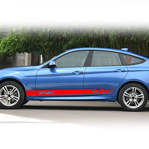 Image of QianBao Auto Racing Body Door Side Stripe Graphic Vinyl Sticker Style 10 Red