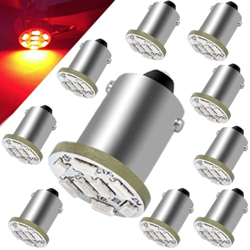 10pcs DC6-24V BA9S LED Bulbs Red 8SMD 3014 Chips miniatura 1