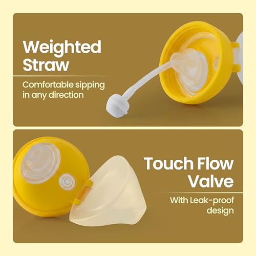 Image of LuvLap Star Anti Spill Spout Sipper for Kids with Twin Handles, 270 ml, Sippy Cups with Soft Silicone Spout and Weighted Straw, Water Bottle for Kids, Non-Toxic & BPA Free (Yellow)
