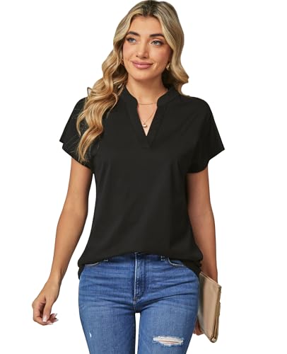 DJT Womens Summer Tops Short Sleeve Shirts Trendy V Neck T-Shirts Top Dressy Casual Work Blouses3