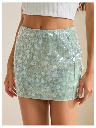 SOLY HUX Women's Sequin Mini Skirt Sparkly Y2k Low Rise Bodycon Going Out Skirts Party Club Concert Outfits3