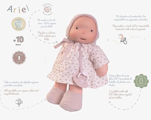 Muñecas Antonio Juan – Muñeca bebé Ariel rosa con capota Muñecas Antonio Juan.