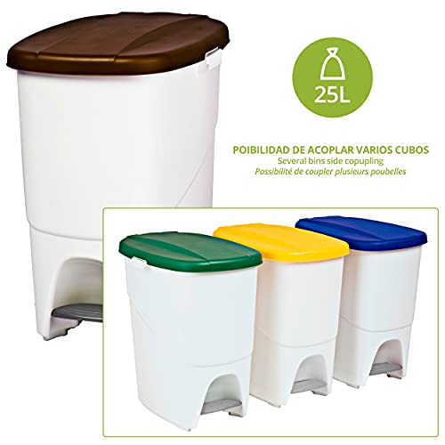 Image of Denox DEN104 Eco Pedalbin 25 litres, Brown, 393 x 270 x 420 mm