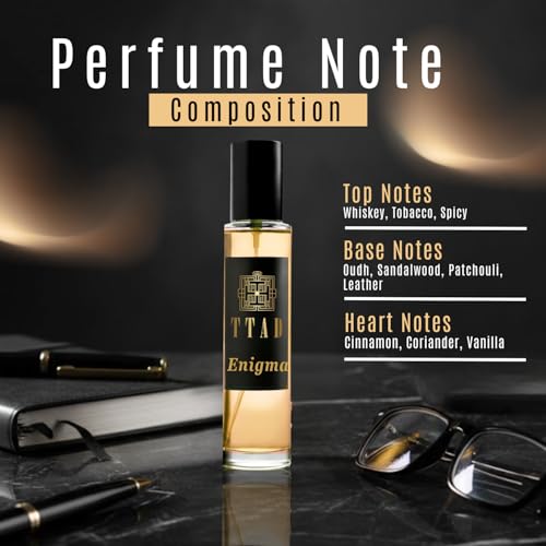 Image of TTAD Enigma Luxury Perfume for Men 30ml | Long Lasting Sweet Spicy Woody Eau De Parfum | Whiskey & Spicy Notes with Oudh, Sandalwood, Patchouli & Leather | Premium Evening Fragrance for Men
