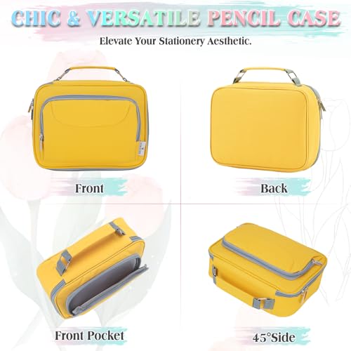 Image of VX VONXURY Large Pencil Case, 54-Slot Colored Pen Pouch 2 Removable Sleeves | Cute Zipper Pencil Bag Organizer, Top Handle, Front Zip Pocket, Durable Fabric for Art Supplies Markers School Travel College