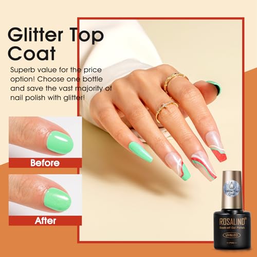 ROSALIND Gel Nail Kit, 20 Colors Gel Nail Polish set with lamp starter kit, Base and Matte Glossy Glitter Top Coat Nail Kits Full Set for Beginners - Image 6