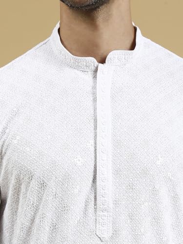 Image of Rajubhai Hargovindas Men Chikankari and Sequin Work Kurta