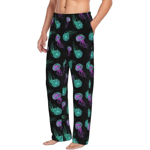Jellyfish Glow in Dark Men's Pajama Pants Sleepwear Bottom Long Sleeve Sleep & Lounge Pants With Pocket2