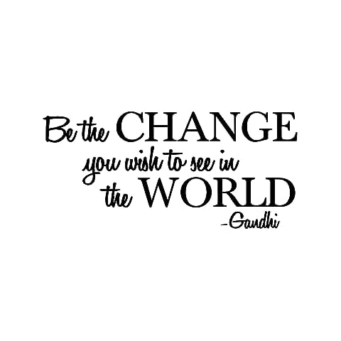 Aurabeam Vinyl Wall Decal Sticker - Be The Change You Wish to See in The World - Inspirational Gandhi Quote - 13" x 28" Living Room Bedroom Wall Art Decor - Motivational Work Quotes Removable Sticker Cover