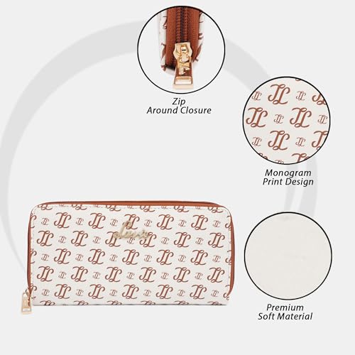 Image of Lavie Women's Sacy Monogram LL Print Large Zip around Wallet | Ladies Purse Handbags