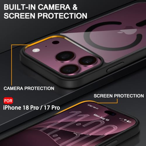 Image of TheGiftKart Hybrid Shockproof Back Cover Case for iPhone 18 Pro / 17 Pro Compatible with MagSafe | Camera Protection Module | Hard Cover Case (PC & TPU, Transparent Clear Back, Black Sides)