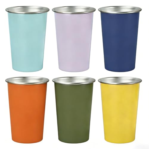 Lista de Vasos cerveceros los 10 mejores. 48 Anahimus 6PCS Vasos Acero Inoxidable Apilable 500ml,Vaso Cervecero Color,16.9oz Taza Termica Frio y Caliente,Fácil Limpiar,Se utiliza para acampar,Fiesta,Bar,Puede contener...