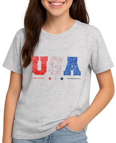 Flafens Summer Girls Shirts - Cute T-Shirt Graphic Tee Soft Cotton Crewneck Short Sleeve Tops