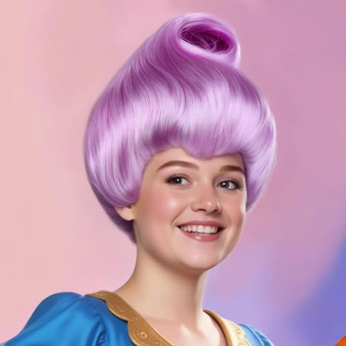 JoneTing Short Purple Wig Light Purple Cosplay Wig for Women Fairy Movie Cosume Wigs Fairy Cosplay Hair for Halloween Christmas Themed Party Costume Outfit+Hair Cap