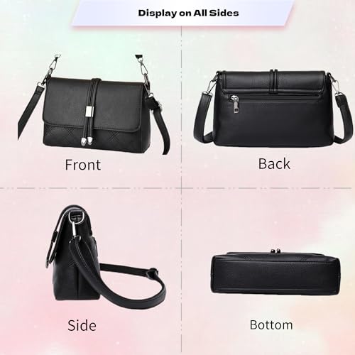 Black Crossbody Bags for Women, Cross Body Purses Bag for Ladies, Small Shoulder Handbags Multi Pocket with Adjustable Strap Casual Bag for Travel Outdoor, Lightweight Trendy2