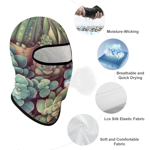 Balaclava para hombres, máscara para esquí y ciclismo, cubreboca de invierno con diseño de suculentas miniatura 3