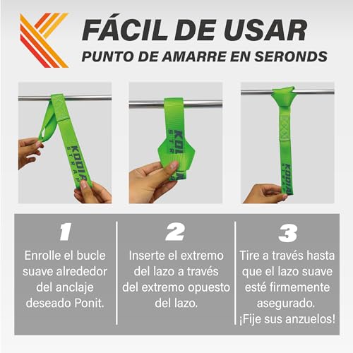 Alças de amarração em laço macio – Capacidade de carga de 2,5 x 30,5 cm - 2 kg – Pacote com 6 peças