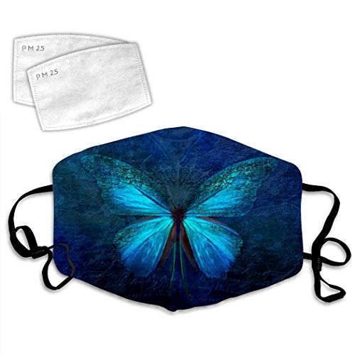 Blue Cartoon Butterfly Unisex 3D Printing Fashion Personality Comfortable Adjustable Dust-Proof Facial Decorations