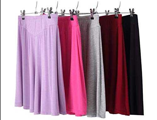 Women's Layered Wide Leg Flowy Cropped Palazzo Flare Mid Pants High Waist Trousers Long Skirt Loose Fit (pink, XXL)