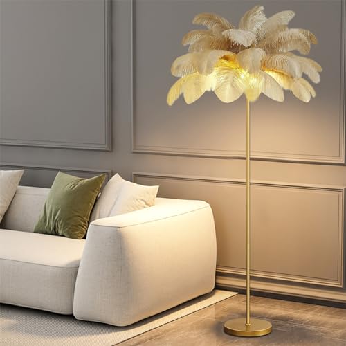 Lámpara de pie de plumas TTDGYYXW con diseño exclusivo de alta gama para salón o comedor.