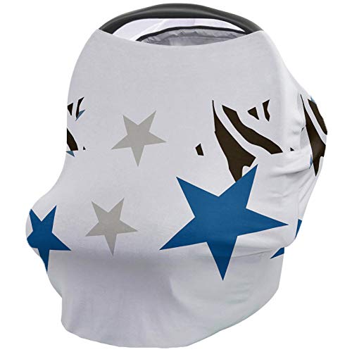 Nursing Cover for Breastfeeding Scarf & Car Seat-for Babies Girls Boys Infant,Soft Stretchy Infinity Cover Ups for Stroller Baby Car Seat-Five-Pointed Star Zebra Print