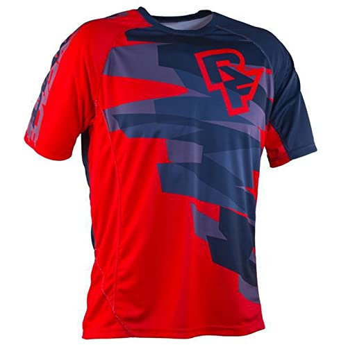Homem MTB Maillots Motocross Jersey t-shirt de manga curta fato de descida ao ar livre e respirável e absorve o suor secagem rápida, Vermelho, Médio