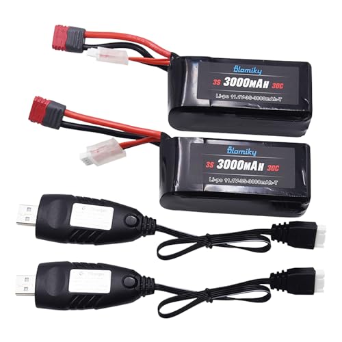 Blomiky 2Pack 11.1V 3000mAh 30C LiPo Rechargeable Batteries for