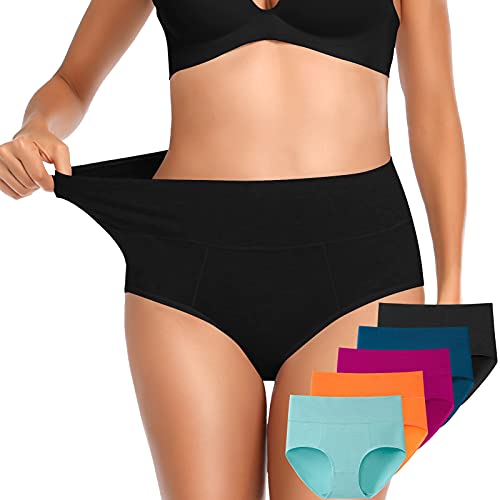OUENZ Ropa interior de algodón para mujer, transpirable, sólido, cómodo, cintura alta, suave, bragas para mujer - - S