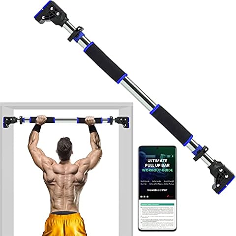 ROMIX Pull Up Bar Doorway, Adjustable Length (72-97cm) No Screw Chin Up Bar Door Frame Width Locking, Multifunctional Fitness Training Equipment with Exercise eBook for Upper Body Workout Home Gym Cover
