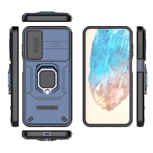 Image of Thermoplastic Polyurethane Camshield Pro Case With Slide Camera Protection And Ring Stand Bumper Back Case Cover For Samsung Galaxy M35 5G (Blue)