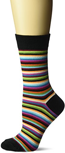 Hot Sox Women's Originals Novelty Crew Socks, Stripe Classic (Black), Shoe Size: 4-10