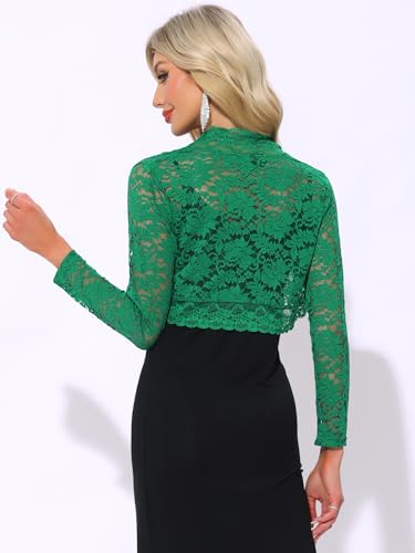 Image of Allegra K Women's Elegant Crop Cardigan Sheer Floral Lace Bolero Shrug Top