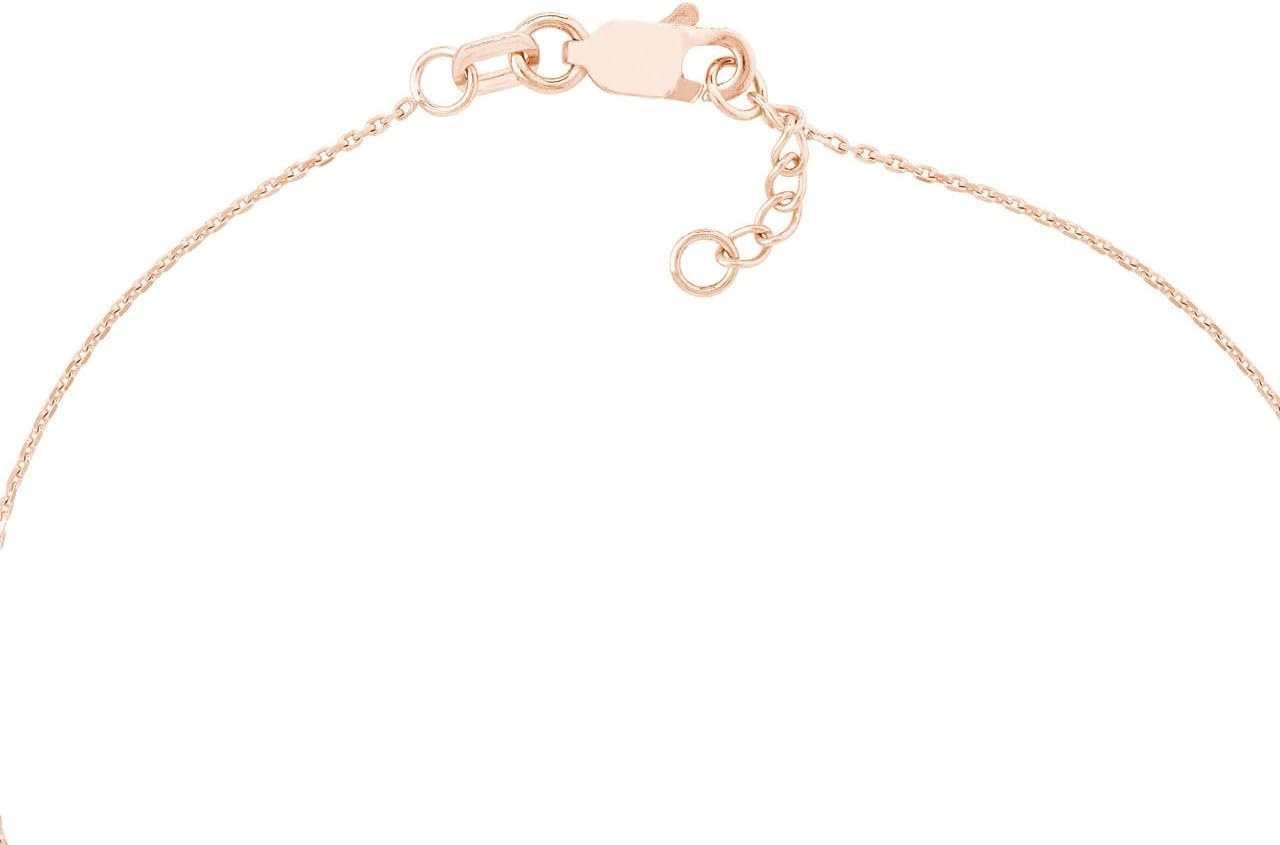 14K Solid Gold Heart Bracelet - Dainty Cable Link Chain Bracelet For Women - Delicate Yellow White Rose Real Gold Open Heart Charm Bracelet Adjustable Up To 7.5"