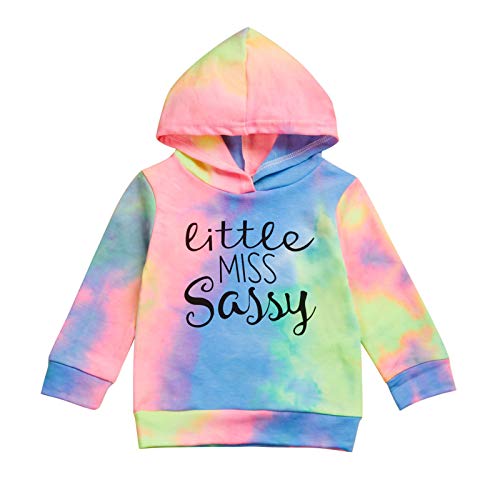 Toddler Baby Girls Tie-Dye Outfit Sweatshirt Top Hoodie Long Sleeve Shirts Mamas Girl Fall Winter Clothes (Blue, 3-4T)