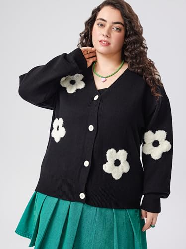 Image of CIDER Womens Cardigan V Neck Floral Cardigan for Women Knit Button Down 2024 Fall
