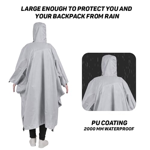 Image of ROCKSPORT Unisex Outdoor Rain Poncho for Adult,Multi Use, Waterproof, Lightweight, Reusable & Packable, One Size Fits Most
