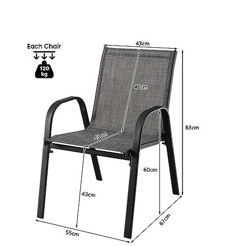 FANTASK 2er Set Stapelstühle Garten - Terrassenstühle Mit Armlehnen Bis 150kg