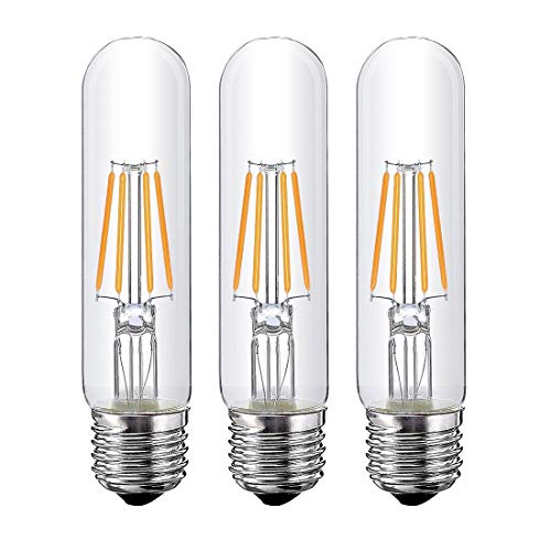 T10 Led Bulb, 4W Tubular Led Bulb, Dimmable Led Edison Bulb,Led Filament Bulb, T10 Nostalgic Led Bulb, E26 Medium Base, 40 Watt Bulb Equivalent, 2700K Warm White,400LM, 3 Pack