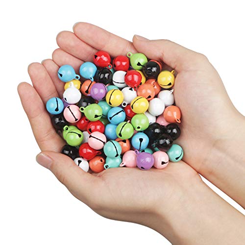 HUASUN 100pcs 14mm Jingle bells Colorful Craft Bells Small Sleigh Bells Christmas Bells Craft Bells for Party Festival Decorations DIY Jewelry Making Wind Chimes Dog Collar Charms - Image 3