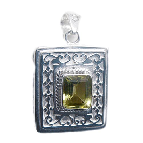 Pendentif quartz citronné en argent 925 de forme octogone