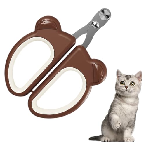 Image of Qpets Kitten Cat Nail Cutter, PP Handle Cat Nail Cutter for Persian Cat, Stainless Steel Cat Claw Trimmer with Crescent Blade for Small Medium Cats - Brown