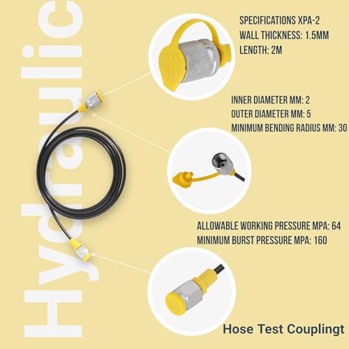 Image of Hydraulic Pressure Test Hose, M16 Test Port to 1 /4Npt,1 PCS Hydraulic Pressure Test Hose 2.0m /6FT Testing Coupling Point