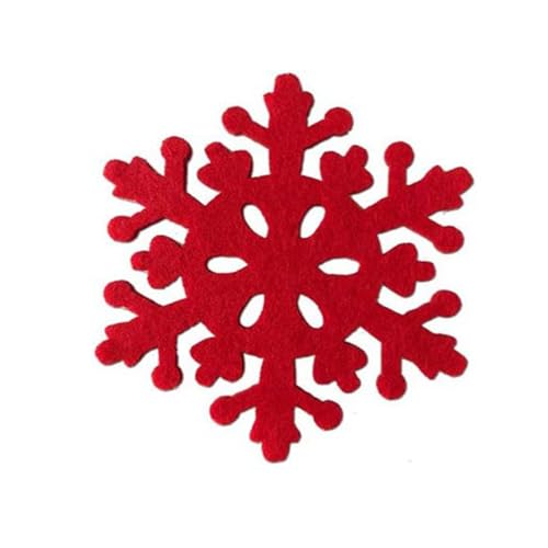 SYSUII 16 sottobicchieri decorativi natalizi in feltro, con fiocco di neve, motivo foglia d'acero, tovagliette per bicchieri, bevande, tazze lavabili, Ø 10 cm, decorazione da tavolo