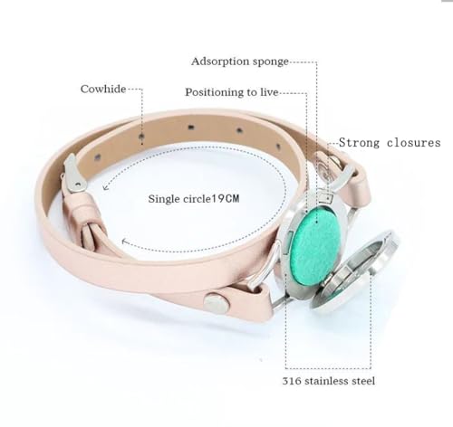 Aromatherapy Essential Oil Diffuser Bracelet,Tree of Life Pattern Stainless Steel Locket Leather Band for Women - Image 3