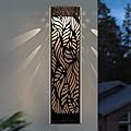 pearlstar Solar Metal Filigree Wall Art Panel with Leaf Pattern, 17.2"×4.2", for Front Porch Decor(Small Size)
