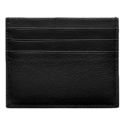 Prada Unisex Black Soft Grain Leather Gold Embossed Logo Small Card Holder Wallet 2MC0252