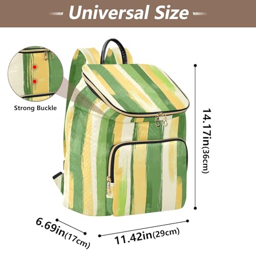 KLL Grass Green Yellow Stripe Pattern Doodle Art Backpacks for Women Large Capacity Shopping Travel Daypack for Gym Shopping Travel3