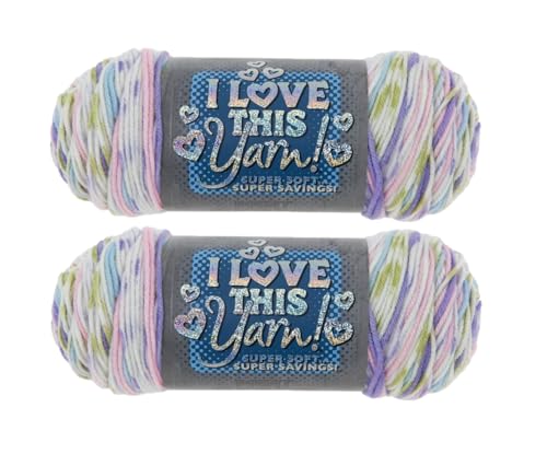 Image of Hobby Lobby Print I Love This Yarn, 581 Spun Sugar Stripe, Set of 2 | 4 Medium Weight, 252 Yards Per Skein