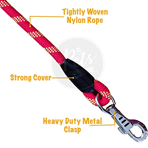 Image of The Pets Company Short Rope Dog Leash for Giant & Large Dogs with Rubber Hand Grip, Red 18 mm, 2 Feet